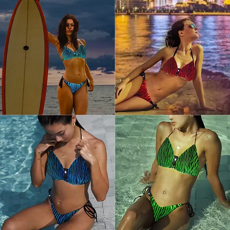 G Personalized Hoodie for Women Who Shine” Stay cozy and stylish in this personalized glowing black hoodie. Its Personalized Hood
10. Sporty and Sensational: Light Up the Gym with this Sexy Sports Bra
Who says gym wear can’t be fun? Turn heads and make a statement with this glow-in-the-dark sports bra. Get ready to be the most fabulous gym rat on the block!
In conclusion, transforming your festival wardrobe with these electrifying, glow-infused outfits and accessories is a surefire way to make a memorable impression. These radiant pieces will not only ignite your inner star but also ensure you stand out from the crowd as you dance the night away. Whether it’s a dazzling bikini or an eye-catching hoodie, your festival style will never be the same.
As you embrace the glow, remember that the key to rocking these extraordinary pieces is confidence and authenticity. By celebrating your individuality and expressing your unique style, you’ll undoubtedly leave a lasting impact on everyone you encounter. Plus, these luminous outfits and accessories are versatile enough for various occasions, from music festivals to the gym, ensuring you’re always ready to shine.
So, get ready to level up your wardrobe and light up your life with these captivating items. Embrace the glow, unleash your inner star, and create unforgettable experiences that will be etched in your memory for years to come. After all, life is too short for dull outfits, and with these glowing ensembles, you’re destined to be the brightest star in the festival sky. Let the adventure begin and keep shining!
![sexy bikini beach