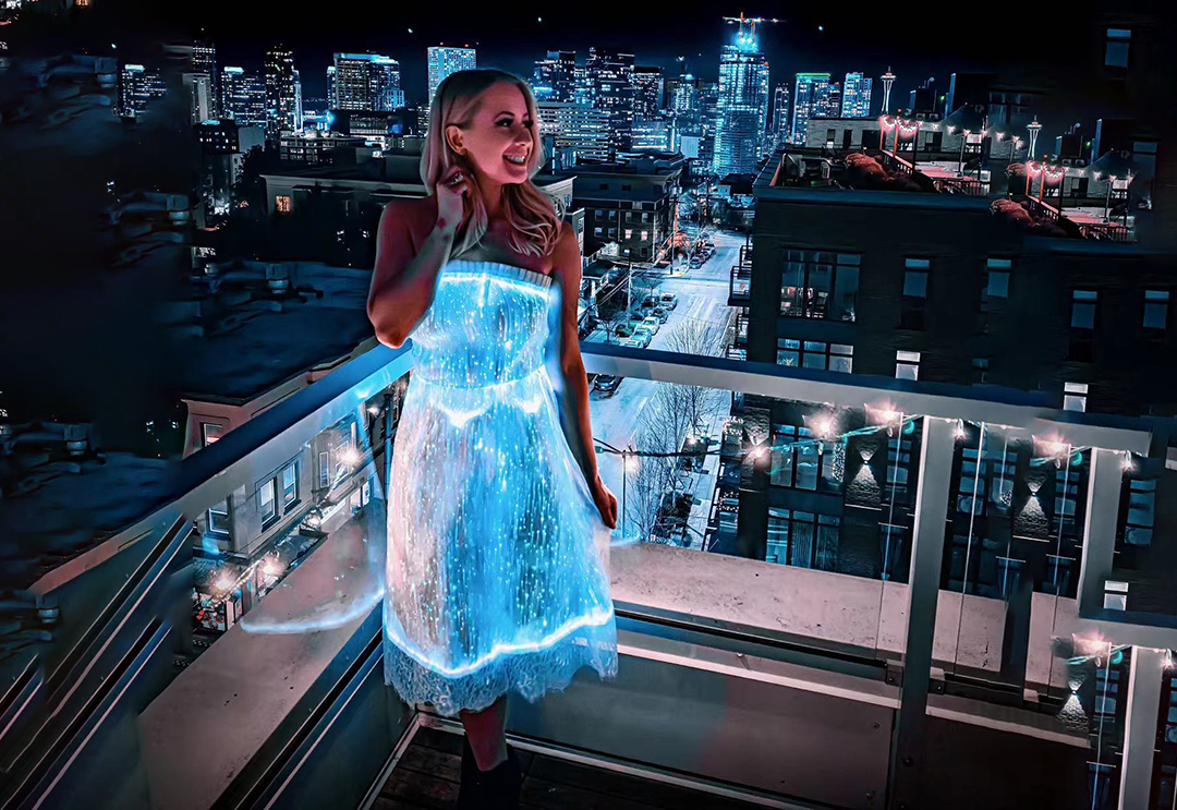 Light up fiber optic dress wedding