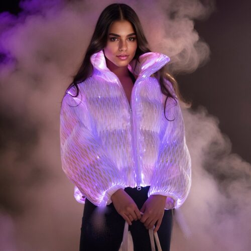 Shiny Puffer Jacket: Iridescent Ski Companion, Captivating Slope Style - Lumisonata