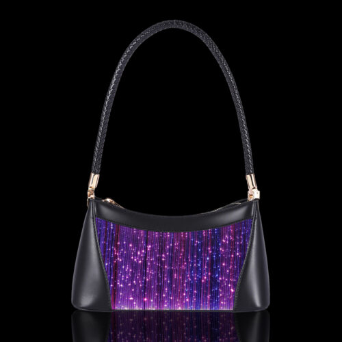 Lumisonata Led Light Up Pink Shoulder Bags For Women Cute Hobo Tote Handbag Mini Clutch Purse Zipper Closure