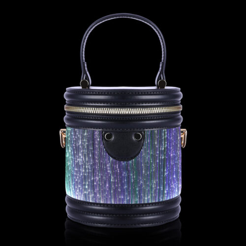 Led Light Up Small Bucket Purse Womens Shoulder Handbags Leather Mini Bucket Bag - Lumisonata