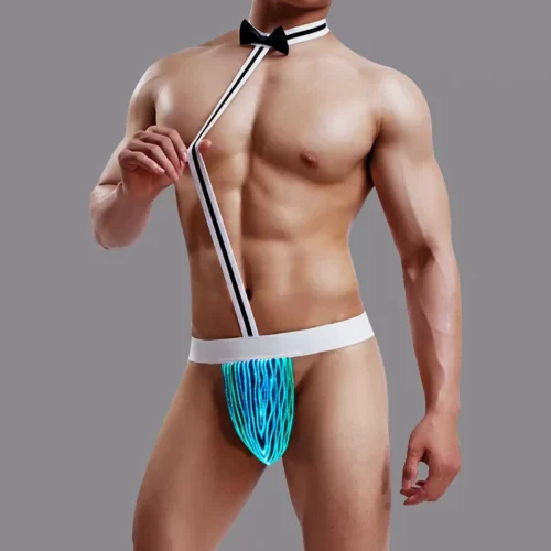 Mens Erotic Clothing, Led Light Up Sexy Suspender Thong Panties - Lumisonata